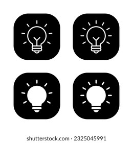 Luminous bulb icon vector. Lamp symbol isolated on square background