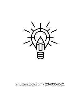 Luminous bulb line logo design with pencil combination