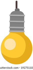 Luminous bulb screwed into the socket isolated on white background. Interior design element. Lamp for room lighting. Light bulb, electric object for home and institutions vector illustration