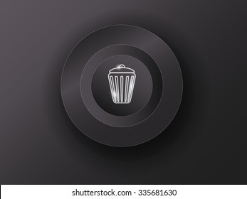 luminous button on the gray background