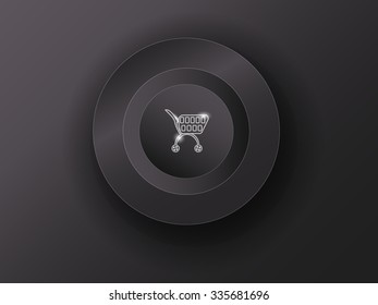 luminous button on the gray background