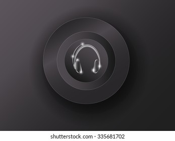 luminous button on the gray background