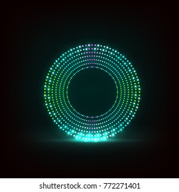 A luminous circle of dots - vector.
