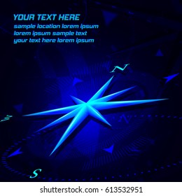 Luminous compass on a geometric background