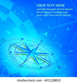 Luminous compass on a geometric background