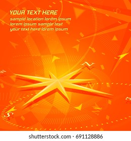 Luminous compass on a geometric background