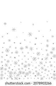 Vector Blanco De Fondo Confetti Luminoso. Ilustración De Hielo De Snowflake. Festividad de Nieve Plata. Textura gris claro.