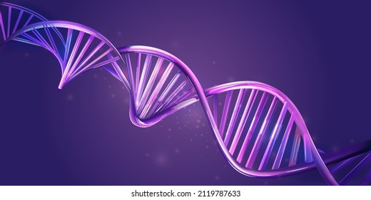 Bandas de ADN luminosas sobre un fondo violeta.