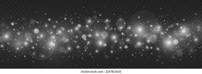 Luminous dust effect on transparent background. Magic concept. Glitter light effect.