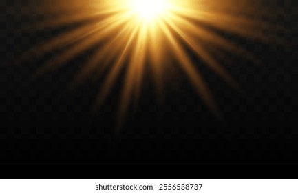 The luminous effect of light with sunlight. Bright light. Golden highlights. Vector illustration.