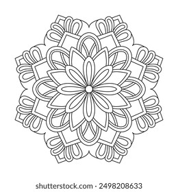 Luminous floral mandala coloring book page. Easy Mandala Coloring Book Pages for Adults to Relax, Experiences Give Relief. Resizeable Vector File