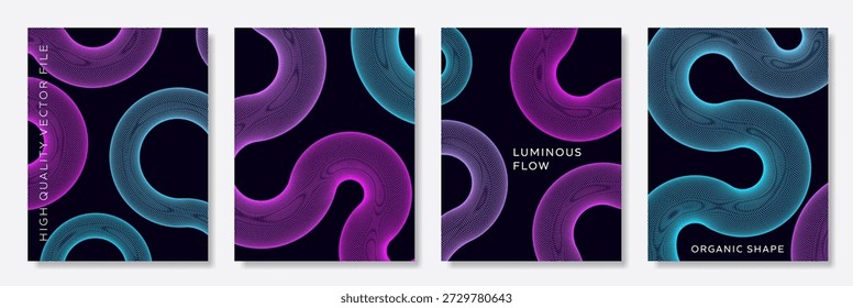 Luminous flow using organic blue and pink shapes on Letter size pages for business proposals, annual reports or printed promotional brochures