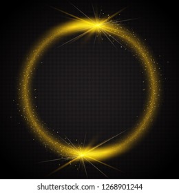 Luminous frame of sparkling trail of flying stars. Vector illustration