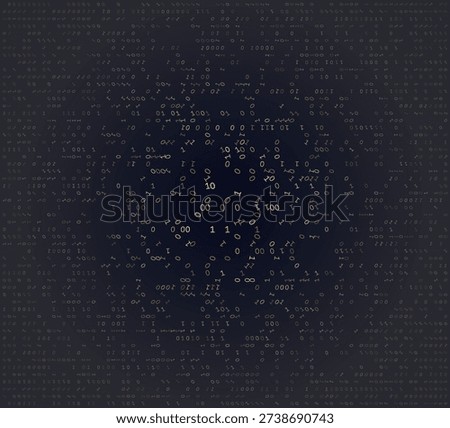 Luminous gold digits radiate from a central focal point, piercing a dark charcoal void. This circular digital tapestry captures the elegant expansion of information, where binary sequences shimmer like stardust in a high-end computational galaxy.