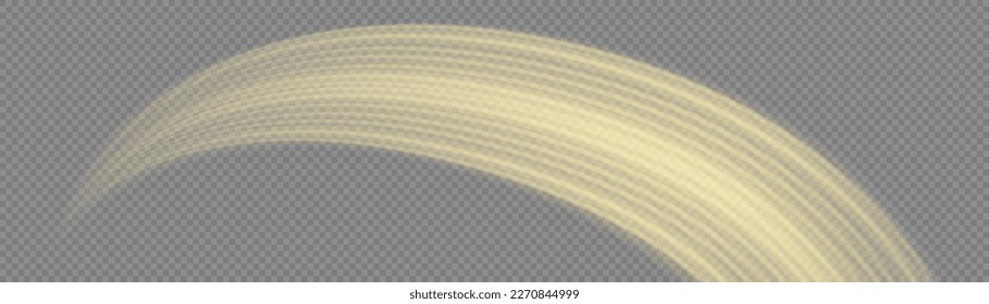 Luminous gold lines of speed. Yellow glowing motion line. Magic speed flying trails of shine, bright shimmer particles fly. Light sparkling effect. Dynamic golden waves. Vector illustration.