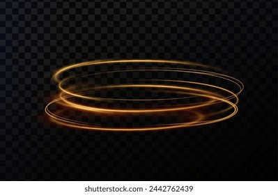 Luminous gold podium lines png of speed. Light glowing effect png. Abstract motion lines. Light trail wave, fire path trace line, car lights, optic fiber and incandescence curve twirl