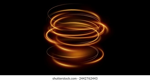 Luminous gold podium lines png of speed. Light glowing effect png. Abstract motion lines. Light trail wave, fire path trace line, car lights, optic fiber and incandescence curve twirl