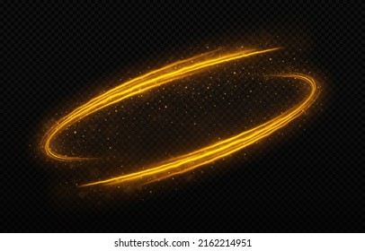 Luminous golden wave with shine particles. Sparkling space stardust. Glitter bright trail, glowing waves twinkle.