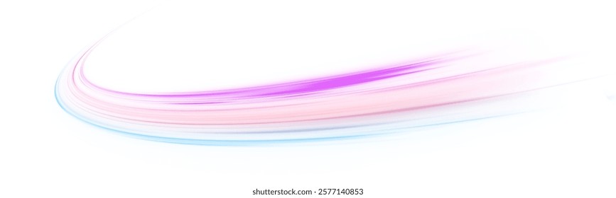 Luminous green neon waves PNG. Colored shiny sparks of spiral wave. Curved bright speed line swirls.	