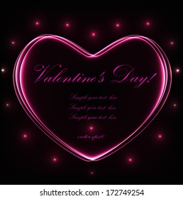 Luminous heart, valentine postcard
