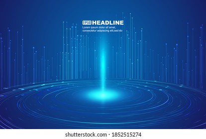 Luminous helix and upward line, Internet technology background.