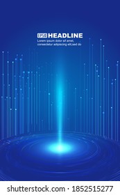Luminous helix and upward line, Internet technology background.