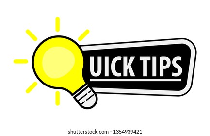 The Luminous lightbulb icon forms the Quick Tips Text Vector
