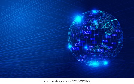 Luminous line, digital and digital earth to build the network technology big data background