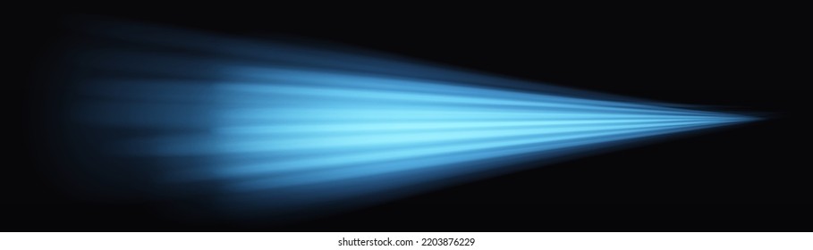 Luminous lines of speed. Light sparkling effect. Dynamic blue waves. Glowing motion line. Magic speed flying trails of shine, bright shimmer particles fly. Vector illustration.