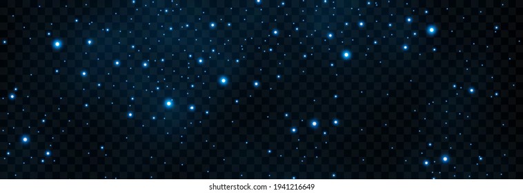 Luminous magical dust, dusty shine. Flying particles of light. Christmas light effect. Sparkling particles of fairy dust glow in the dark. Vector illustration on png.