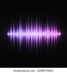 Luminous music equalizer concept. Glowing sound wave on transparent background. Shiny digital equalizer background.