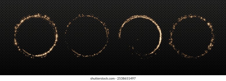 Líneas luminosas del círculo de neón de la velocidad. Luz brillante efecto oro png. Líneas de movimiento Abstractas redondo blanco Onda de rastro de luz, línea de traza de ruta de fuego, luces de automóvil, fibra óptica y curva de incandescencia	
