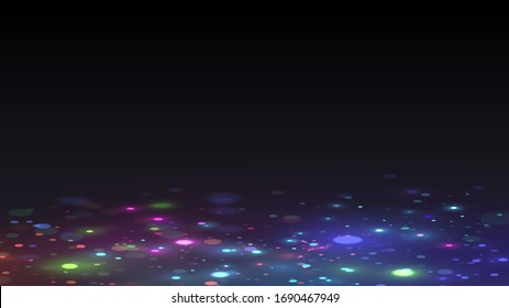 Leuchtende Neontropfen von Farbe auf dunklem Boden, Tinte in ultraviolettem Licht
