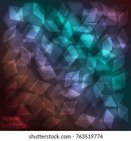 Luminous neon glass background with bokeh effect. Blurred geometric backdrop for bright design