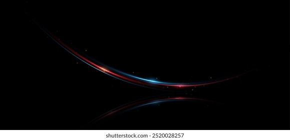 Luminous neon lines png of speed. Light glowing effect png. Abstract motion lines red and blue. Light trail wave, fire path trace line, car lights, optic fiber and incandescence curve twirl

