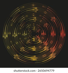 Luminous neon spiral. Vibrant circular motion. Dark black background. Vector illustration.