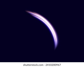  Luminous neon wave lines, abstract light effect vector illustration. Wavy glowing bright flowing curve lines, magic glow energy stream motion with particle isolated on black background.