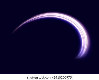  Luminous neon wave lines, abstract light effect vector illustration. Wavy glowing bright flowing curve lines, magic glow energy stream motion with particle isolated on black background.