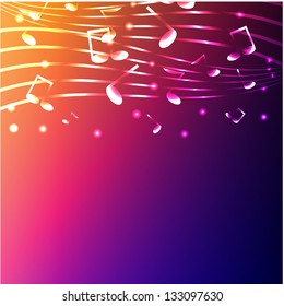 luminous notes on a varicoloured background