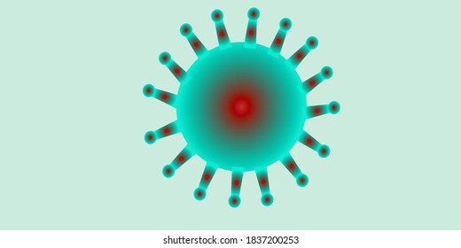 Luminous Novel corona virus SARS-CoV-2 with its viral spike proteins projecting from its lipid bilayer envelope placed in an vibrant light background. single stranded RNA virus. pandemic concept. 