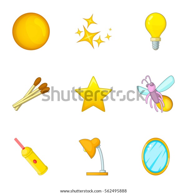 Luminous Objects Icons Set Cartoon Illustration Stock Vector (royalty 