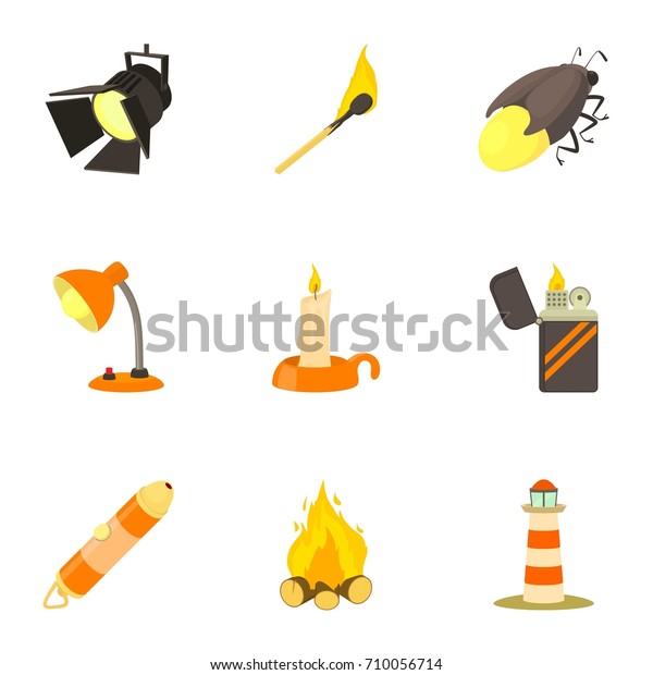 Luminous Objects Icons Set Cartoon Set Stock Vector (Royalty Free ...