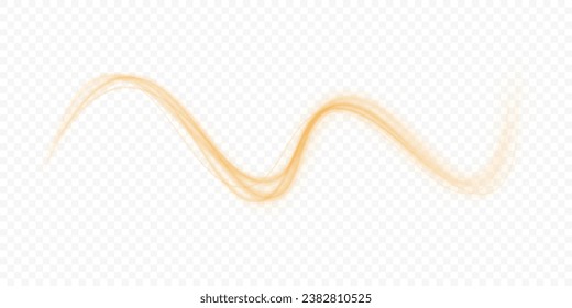 Luminous orange lines of speed. Light glowing effect . Abstract motion lines. PNG format. Light trail wave, fire path trace line, car lights, optic fiber and incandescence curve twirl.