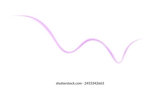 Luminous pink lines of speed. Light glowing effect . Abstract motion lines. White background isolated Light trail wave, fire path trace line, car lights, optic fiber and incandescence curve twirl.	
