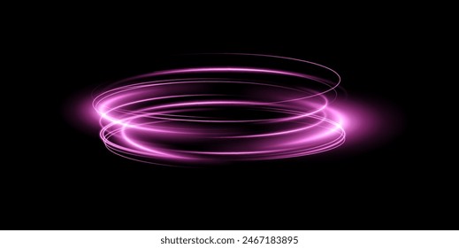 Luminous pink podium lines png of speed. Light glowing effect png. Abstract motion lines. Light trail wave, fire path trace line, car lights, optic fiber and incandescence curve twirl	
