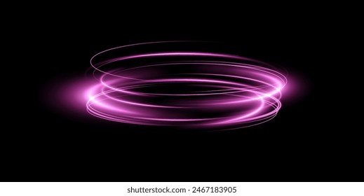 Luminous pink podium lines png of speed. Light glowing effect png. Abstract motion lines. Light trail wave, fire path trace line, car lights, optic fiber and incandescence curve twirl	
