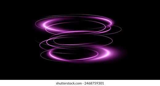 Luminous pink podium lines png of speed. Light glowing effect png. Abstract motion lines. Light trail wave, fire path trace line, car lights, optic fiber and incandescence curve twirl	
