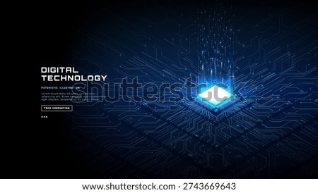 Luminous processor with glowing connections on futuristic tech backdrop. Perfect for artificial intelligence, quantum computing, and modern digital innovation concepts. Vector illustration