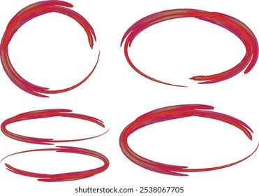 luminous red color decorative circle frames set vector