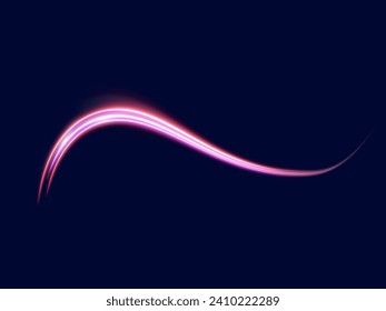 Luminous red lines of speed. Light glowing effect neon . Abstract motion lines. Light trail wave, fire path trace line, car lights, optic fiber and incandescence curve twirl